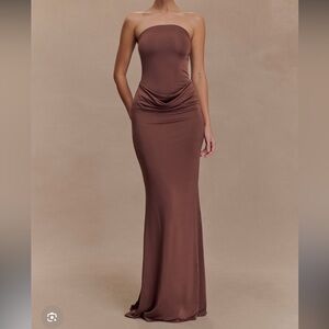 Meshki Strapless Brown Maxi Dress